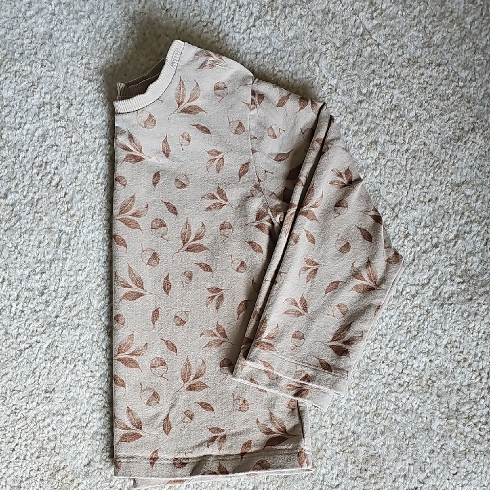 Eli And Nev Beige Leaf Print Long Sleeve Shirt 2-3 Yr